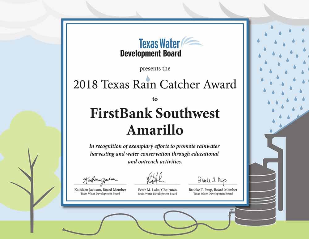 2018 Texas Rain Catcher Award - FBSW Receives Texas Rain Catcher Award